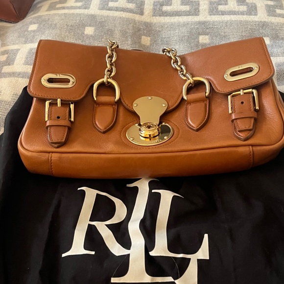 Ralph Lauren Collection Ricky Bag - Tan Leather Shoulder Bag with Chain Straps - Picture 2 of 16
